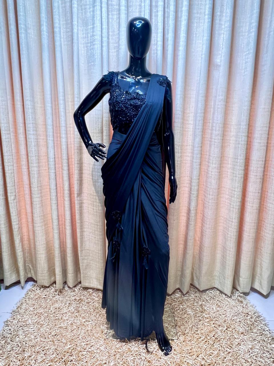 Black Drape Saree
